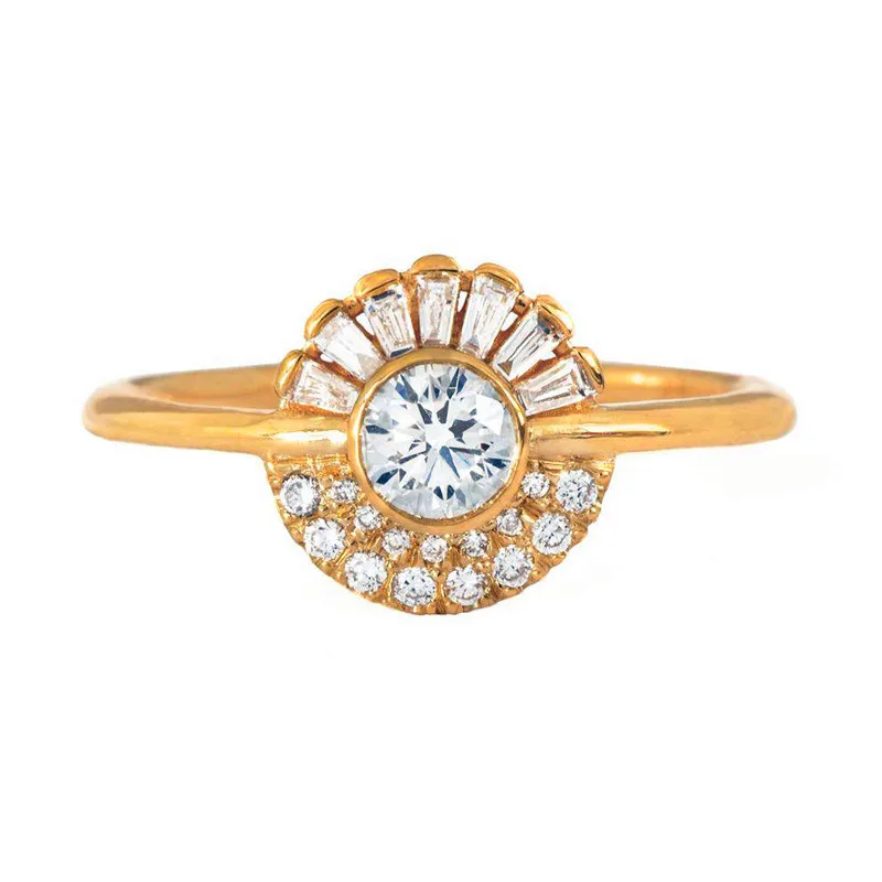 Cute Female Small Thin Geometric Ring Fashion Yellow Gold Color Wedding Ring Vintage Promise Engagement Rings For Women