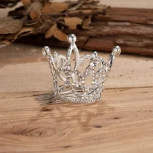 Свадебные аксессуары для волос посеребренный мини круглый кристаллический горный хрусталь диадемы и короны Театрализованное Пром Принцесса гребень диадема Корона