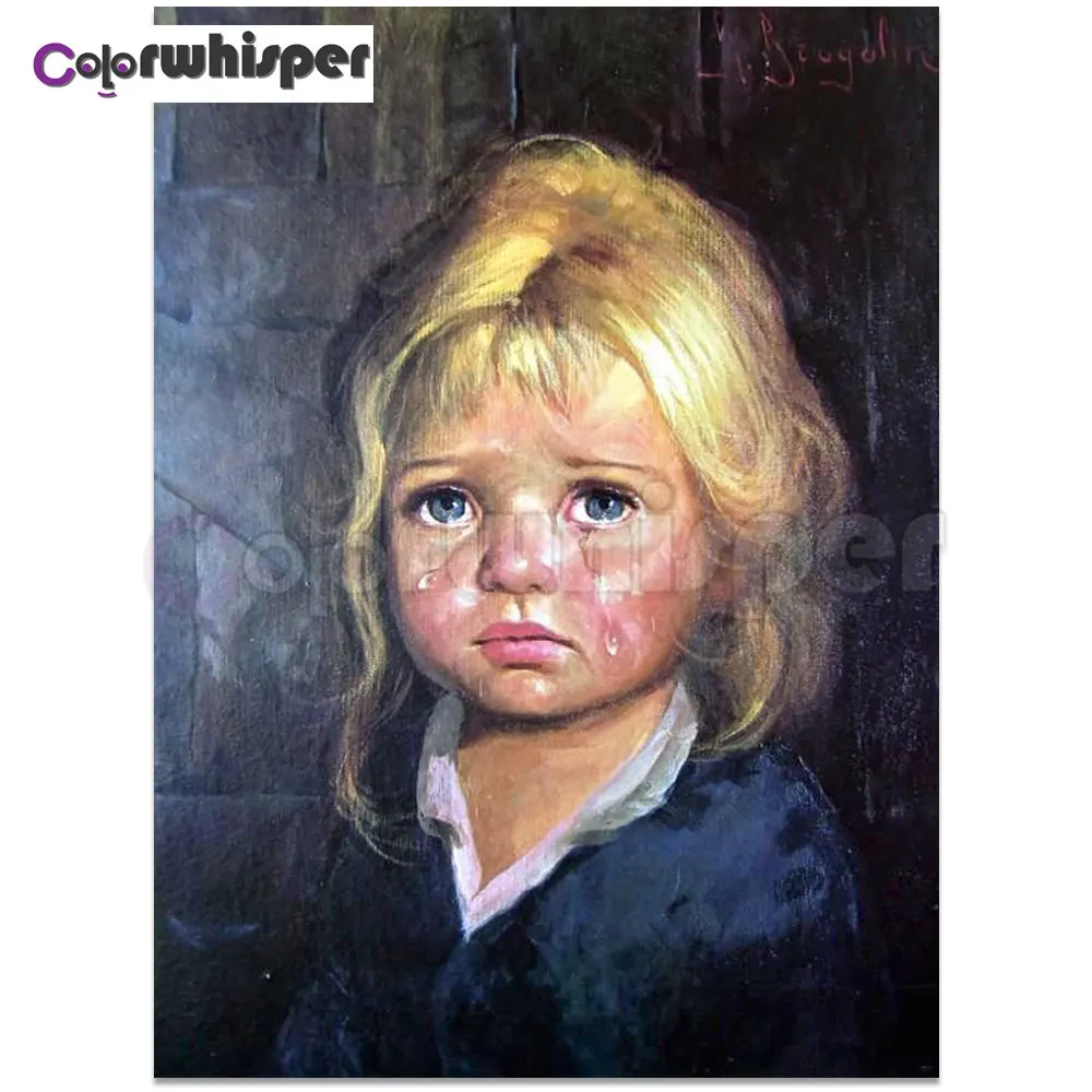 Алмазная живопись 5D Full Square/Round Drill Little Girl In Tears вышивка крестиком Стразы мозаика