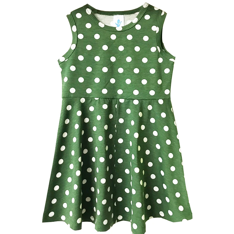 

Little Girls Child Sleeveless White Dot Art Print Clothes Kids Summer Sport Dress Children Eco-Friendly Material Skirt Outfit