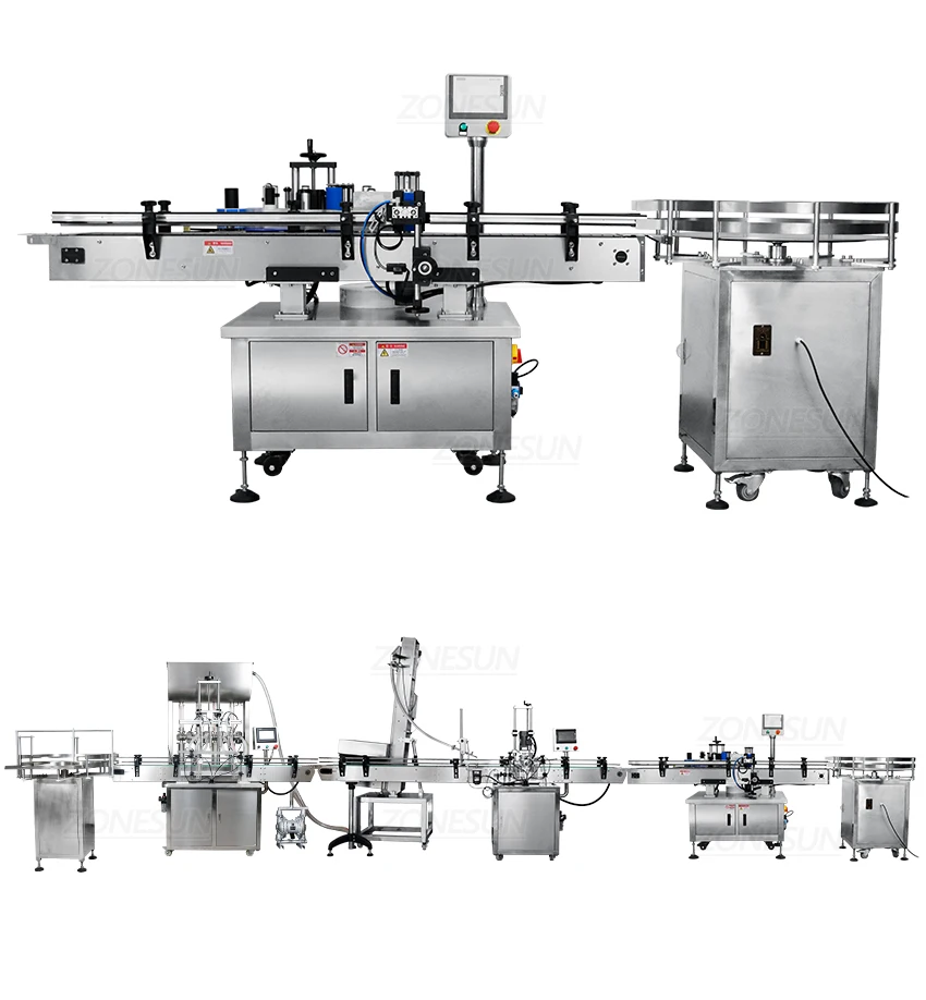 ZONESUN ZS-FAL180X3 Full Automatic Production Line Twist Off Cap Round Bottle Glass Jar Filling Capping And Labeling Machine