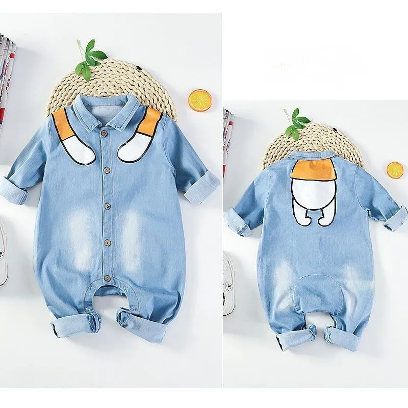 Джинсовые комбинезоны для маленьких мальчиков и девочек повседневные