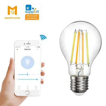 

A60 220V WiFi Smart Filament Bulb EWeLink APP Remote Control 2700-6500K Dual-Color Bulb E27 7.5W Dimmable Bulb