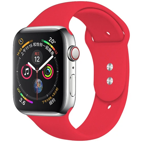 red 16 Спортивный ремешок для Apple Watch ремешок 44 мм 40 4 3 iwatch ремешок 42 мм 38 мм силиконовый pulseira ремешок для часов Браслет Apple watch 5 ремешок 44 мм - Цвет ремешка: red 16