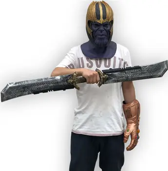 

[Funny] Cosplay toy Avengers Thanos Double-edged Sword Weapon Mask Helmet Infinity Gauntlet Props child Costume party toy gift