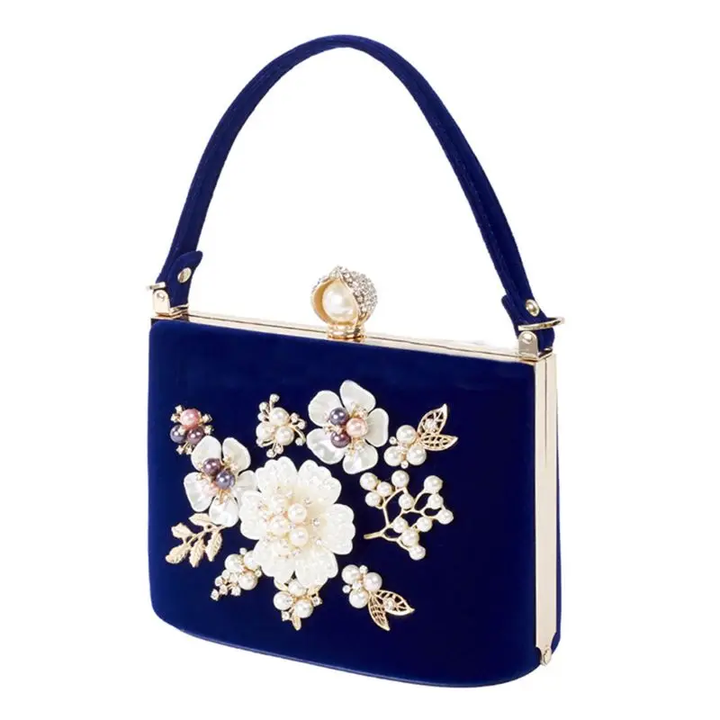 

Women Flower Beads Evening Clutch Bag Ladies Wedding Party Handbag Prom Purse Chain Shoulder Wallet A69C