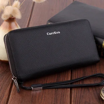 

Men Wallets Classic Long Male Purse Litchi Pattern Zipper Large Capacity Clutch Wallet For Men Card Holder With Wrist LSH775