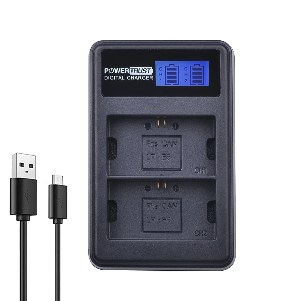 LP-E6 2040 мА/ч, LP E6 LPE6 LP-E6N Камера Батарея Япония клетка для цифровой однообъективной зеркальной камеры Canon EOS 6D 7D 5DS 5DSR 5D Mark II Характеристическая вязкость полимера 5D 60D 60Da 70D Камера - Цвет: LCD Dual Charger