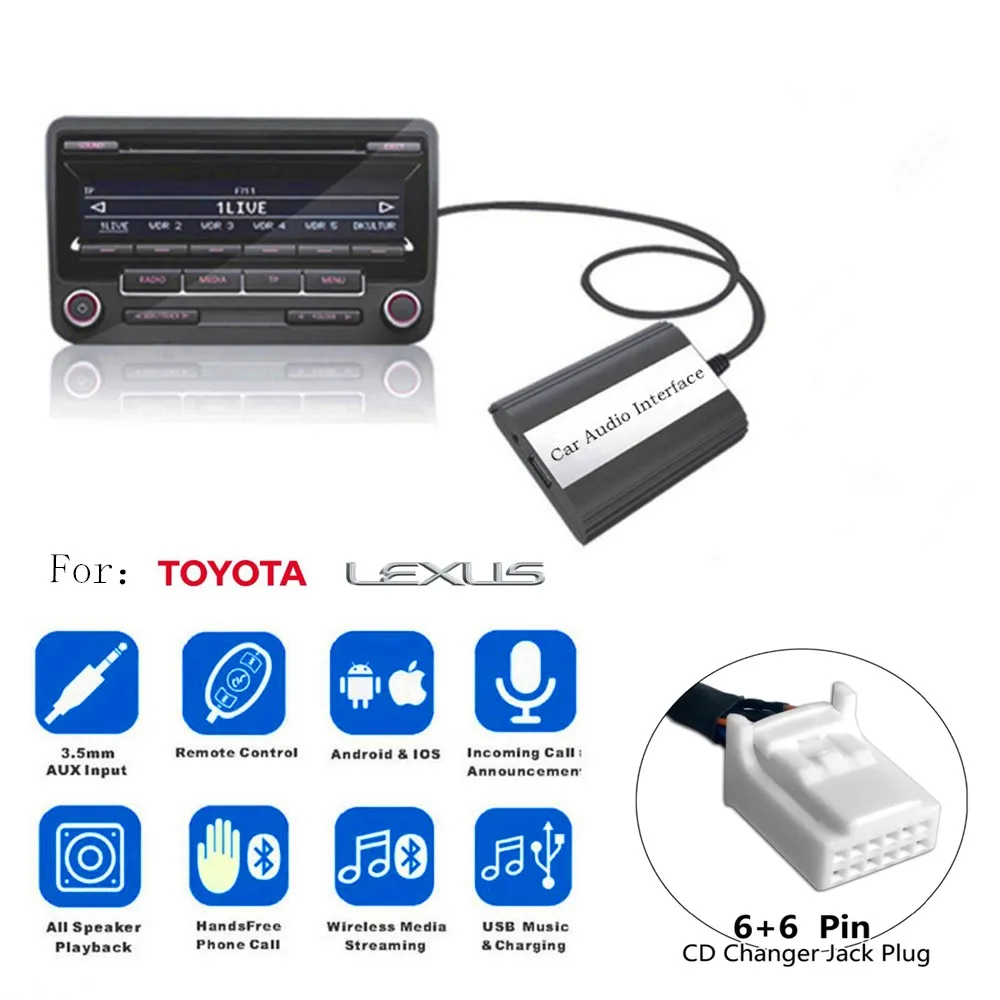 Автомобильный адаптер DOXINGYE AUX USB Bluetooth цифровой для смены компакт дисков