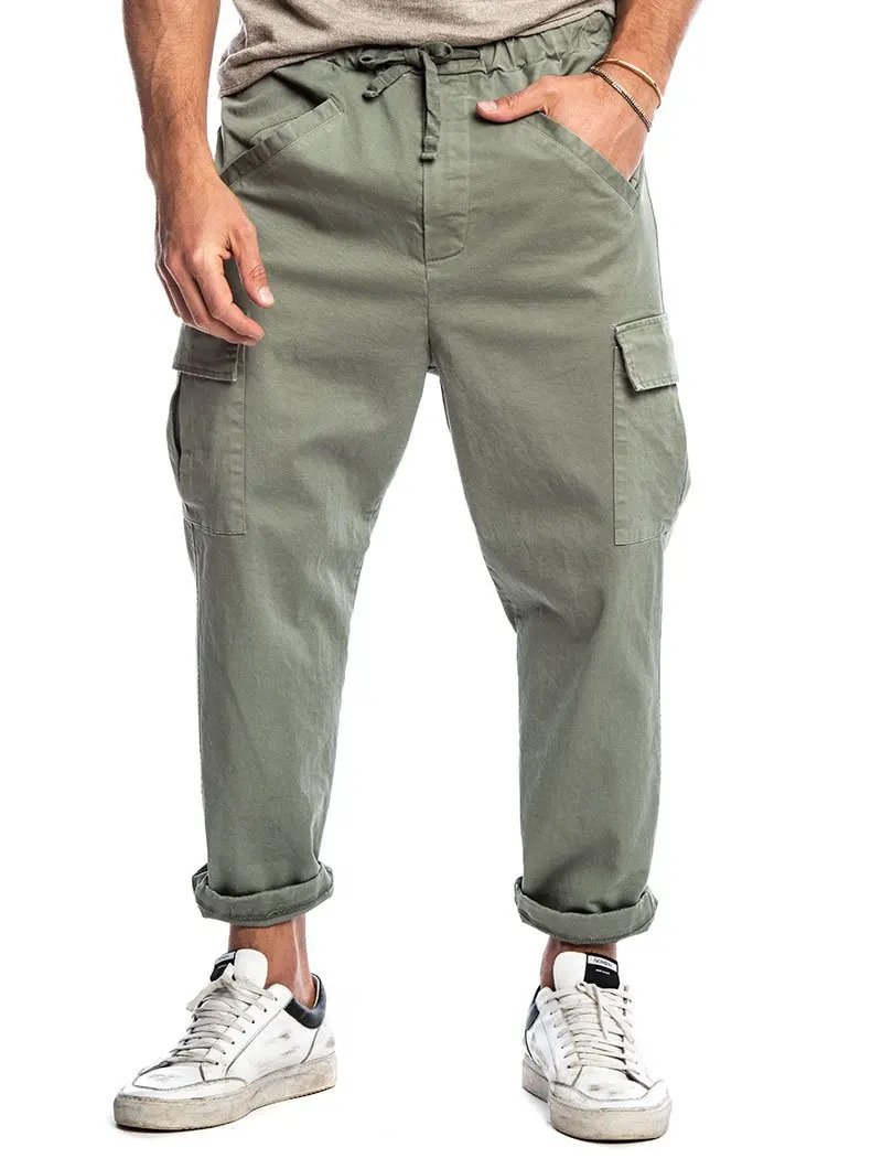 Pants Men's Casual Sport Trousers Basic Fasteners Hip Hop Large Pocket Fashion Tapered Trousers