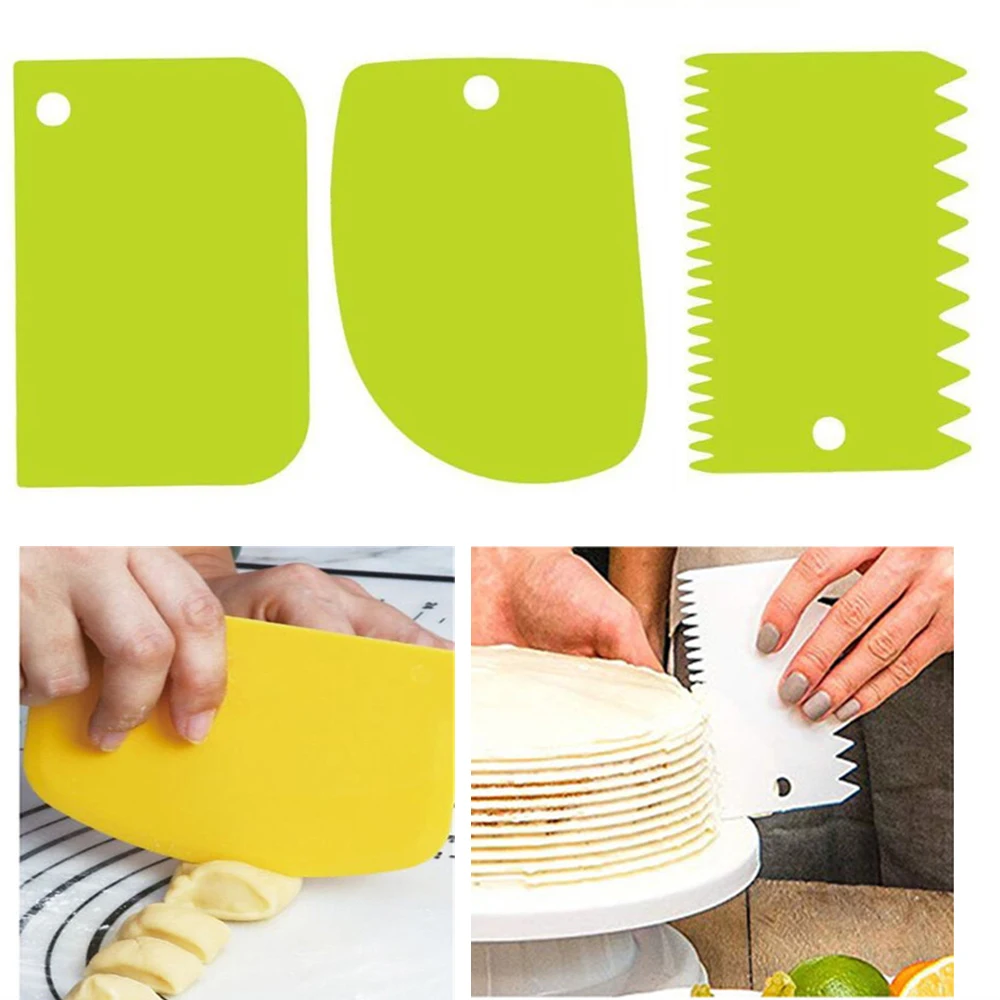 3PCS/Lot Dough Cake Cutter Slicer Spatula for Cake Cream Scraper Pasty Cutters Scraper