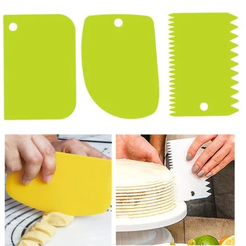

3PCS/Lot Dough Cake Cutter Slicer Spatula for Cake Cream Scraper Pasty Cutters Scraper Irregular Teeth Edge DIY Smoother