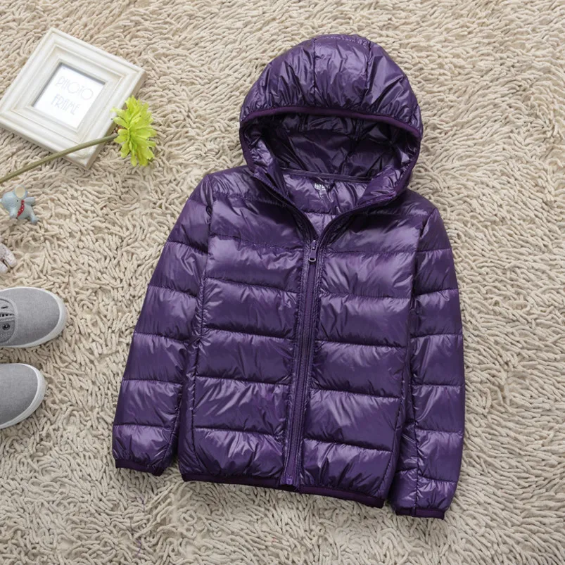 Зимняя куртка-пуховик для девочек куртки и пальто для мальчиков-подростков с капюшоном верхняя одежда для детей повседневная одежда из хлопка - Цвет: Фиолетовый