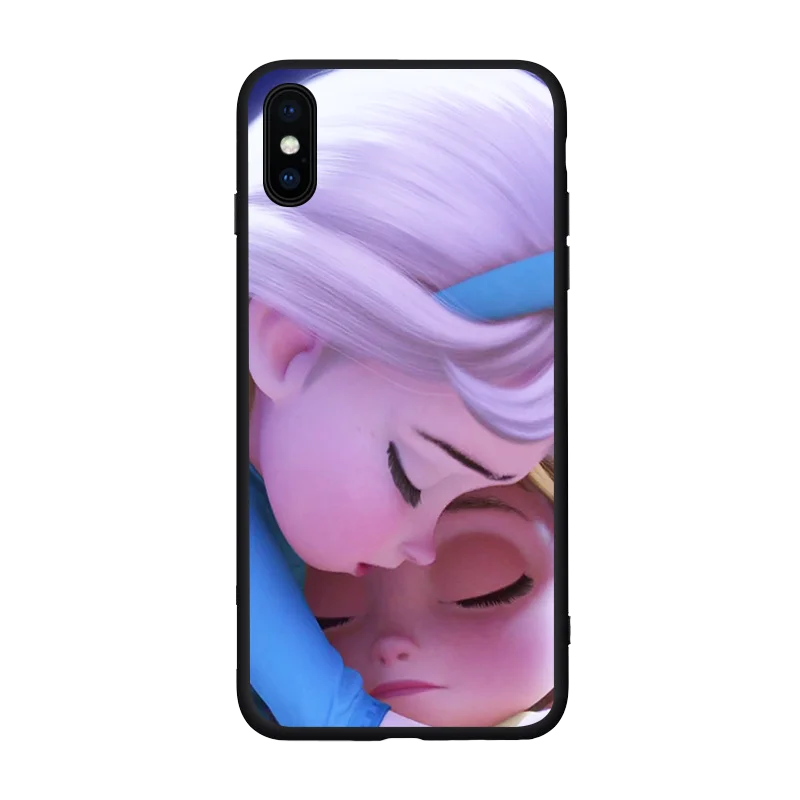 Замороженный 2 Принцесса Черный чехол ТПУ для iphone 11 11Pro XS Max X XR 6 7 8 6s Plus 5 5S se Эльза Анна милый Олаф Модный чехол
