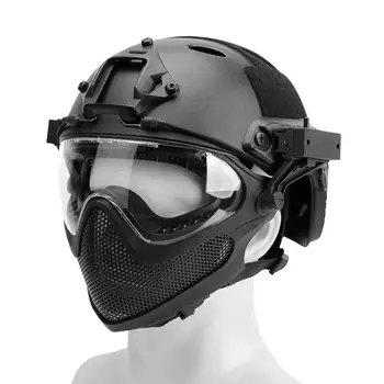 

Tactical Fast Helmet Airsoft Full Face Protection Helmet with Removable Face Mask and Goggles Paintball War Game CS Mask Helmets