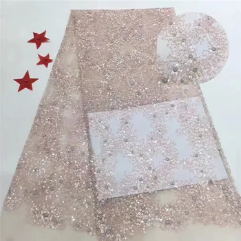 

3d African Lace Fabric 2019 High Quality African Tulle Lace Fabric With Big Sequin French Net Lace For Women Dress