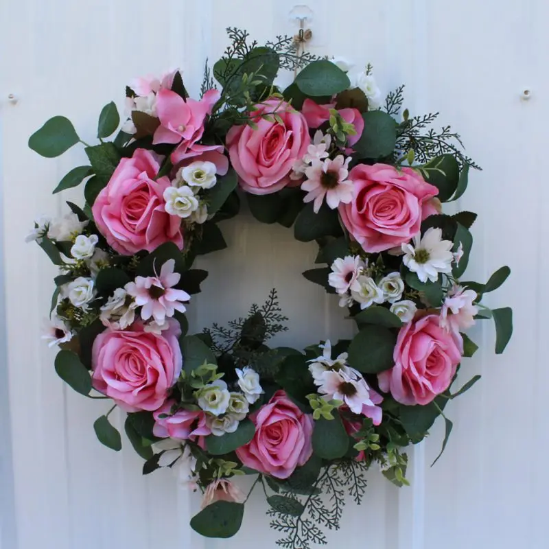 

Home Decoration Wreath Round Environmental Artificial Rose Flowers Beautiful Floral Loop Home Decor Wedding Party Shape