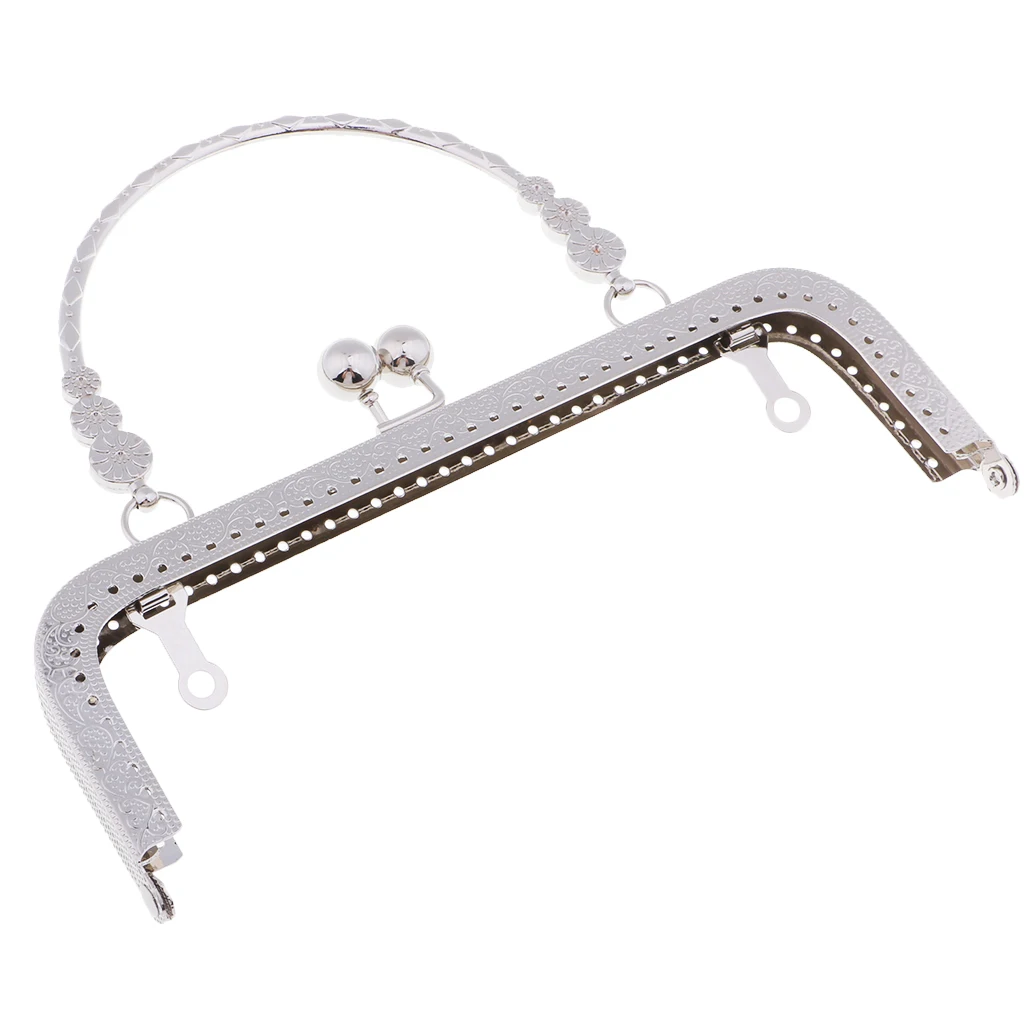 Vintage Square Metal Purse Clasp Frame Handle Sewing Clutch Bags Accessories Making Kiss Clasp Lock for Bag