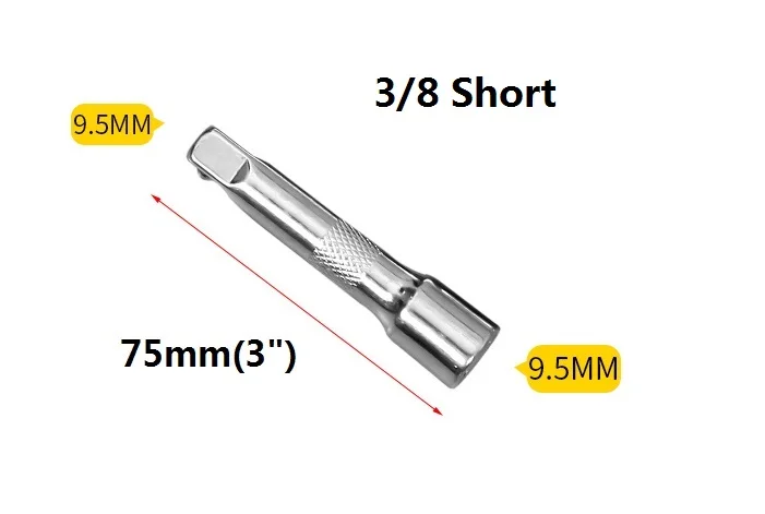 Стальная втулка удлинительная штанга 1/2 храповой ключ инструмент 3/8 большой средний и маленький fly удлинитель Полюс 1/4 короткий стержень держатель бит - Цвет: 3-8post3inch75