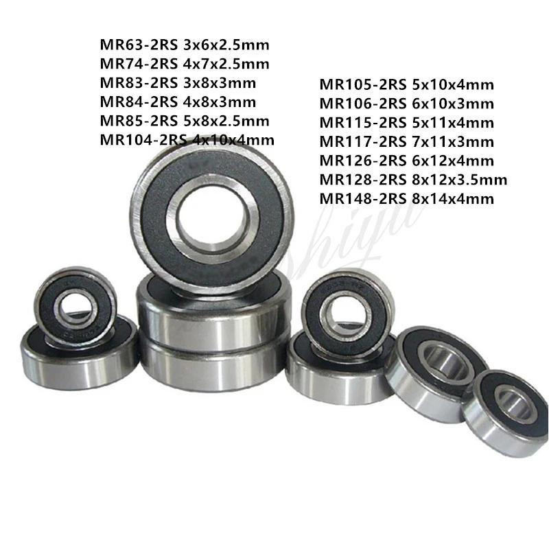 5 PCS MR128-2RS 8x12x3.5 Miniature Ball Bearings Black Rubber Sealed Bearing 