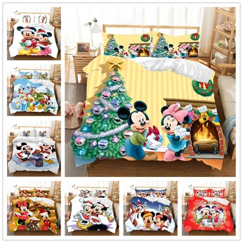 

New Minnie Mickey Christmas Bedding Set Twin Full Queen King Duvet Cover Bed Set Christmas Gift Nightmare Before Christmas