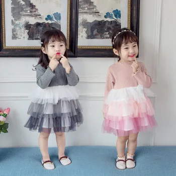 

New explosion models 2-7 year old girl baby dress gradient cute fashion Korean mesh gauze puffy comfortable princess dress