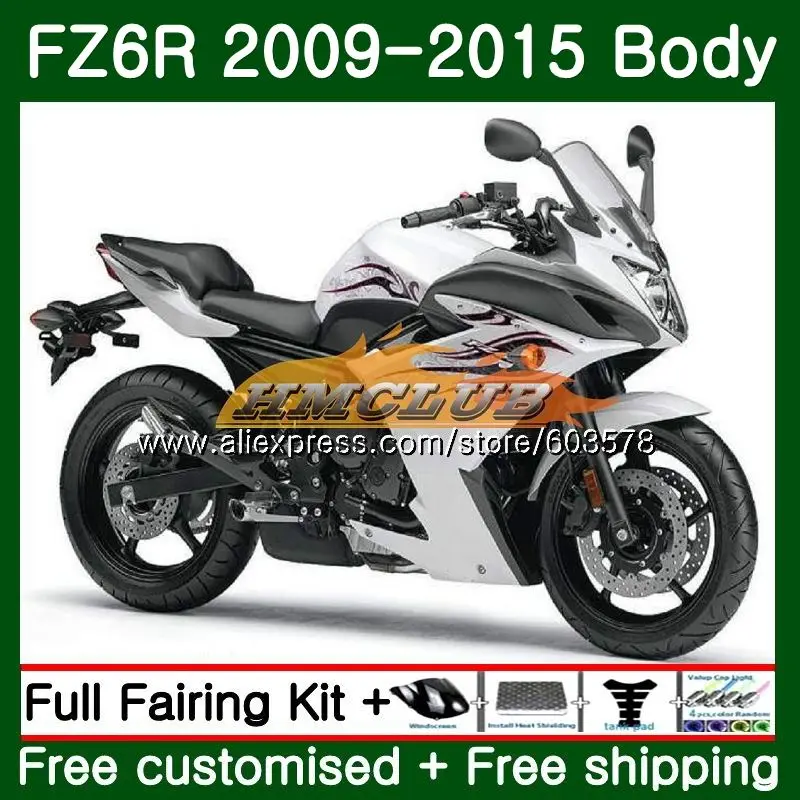 Корпус для YAMAHA FZ6N FZ6 R FZ-6R 2009 2010 2011 2012 2013 62CL. 19 FZ 6R FZ6R 09, 10, 11, 12, 13, 14, 15 лет глянцевый белый обтекатель