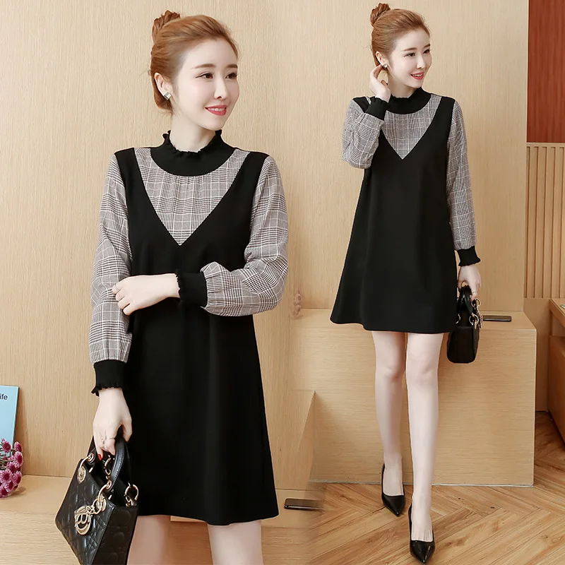 

Large Size Dress 2019 Early Autumn New Style Straight-Cut Western Style by Age Slimming Fat Mm Cover Belly Full Body Dress