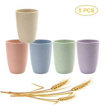 

5PCS/Pack Eco-friendly Creative Wheat Thick Circular Water Cups Toothbrush Holder PP Cup Rinsing Cup Wash Tooth Mug Bathroom Set