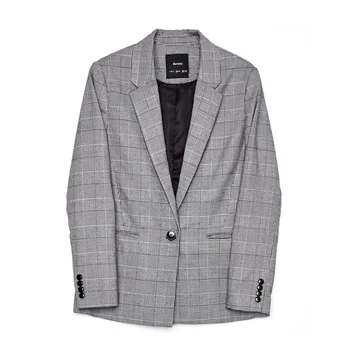 

Autumn and winter fashion women blazer feminino jacket one button plaid small suit vadimchaqueta mujer marynarka damska