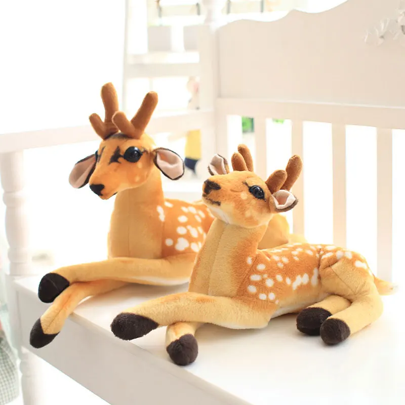 Real sika deer plush doll kawaii animal elk plush toy home decoration pillow sofa cushion children 1