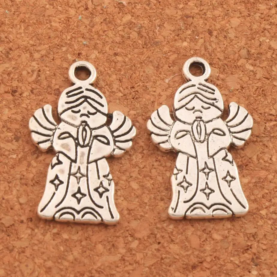 Prayer Angel With Wings Charm Beads 24.2x15mm 200PCS Zinc Alloy Pendants Jewelry DIY L221