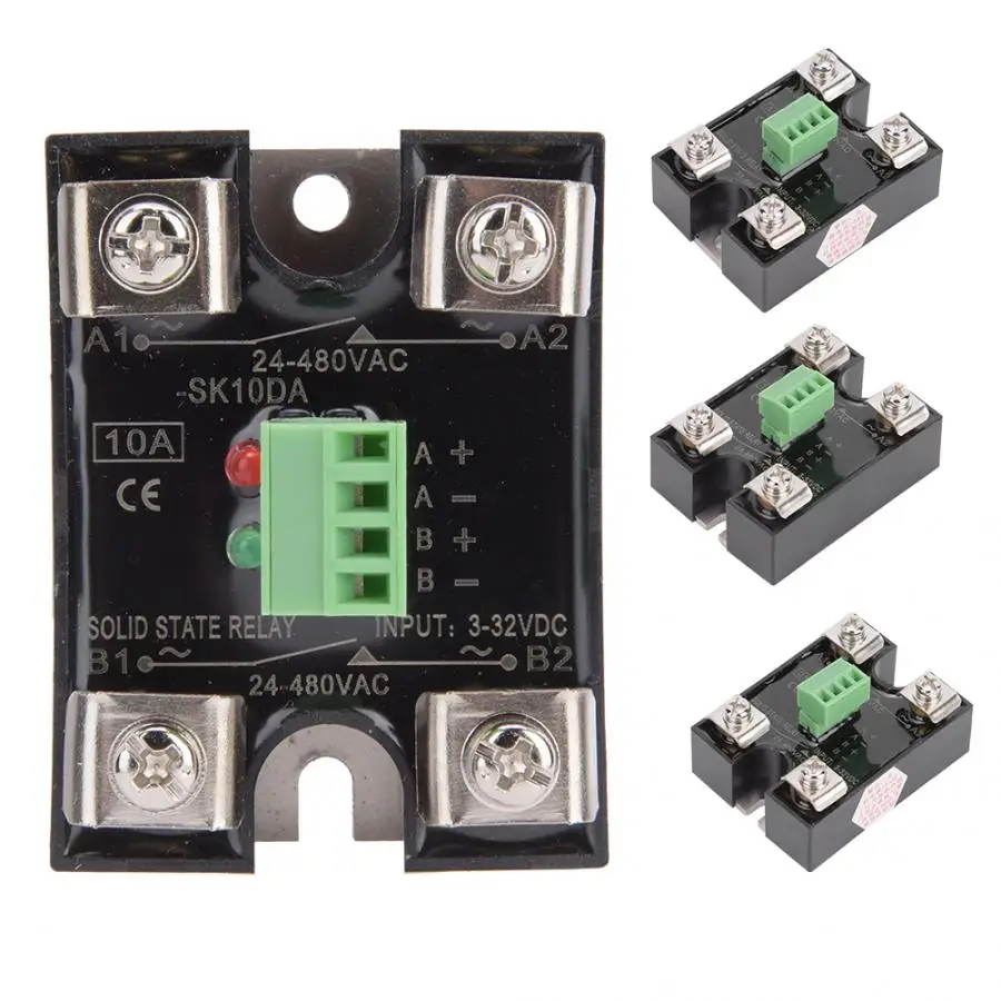 Dual Channel DC Control Dual Channel AC Single Phase SSR 24-480VAC Solid State Relay with High Strength Screws SK40DA