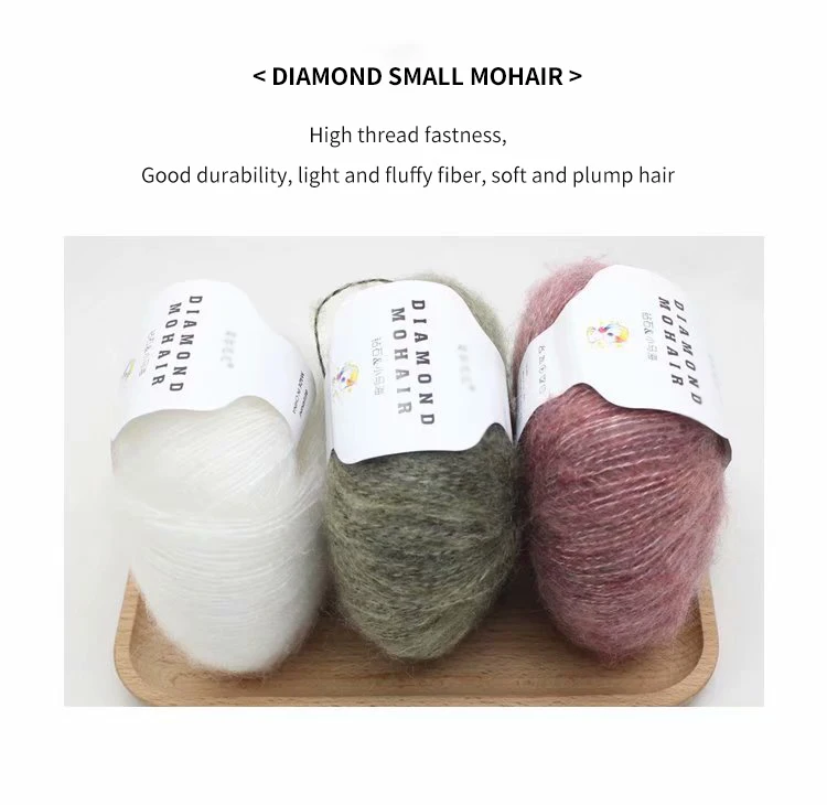 Description Picture 4 of item25g/roll Mohair Yarn Fluff Mink Fur Cashmere Plush Wool Crochet Thread Soft Breathable for Knitting Baby Sweater Hat Shawl Sock