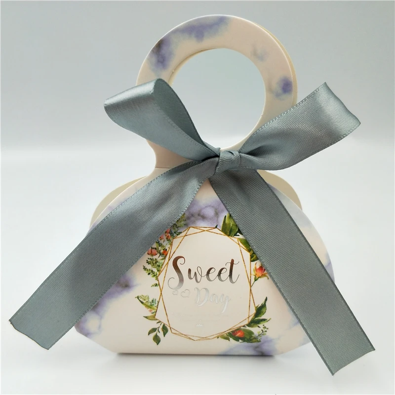 Silvery-Gray Конфеты коробки, свадебные сувениры и подарки коробка под мрамор Стиль вечерние поставки Baby Shower Бумага шоколад Коробки посылка - Цвет: Silvery-Gray
