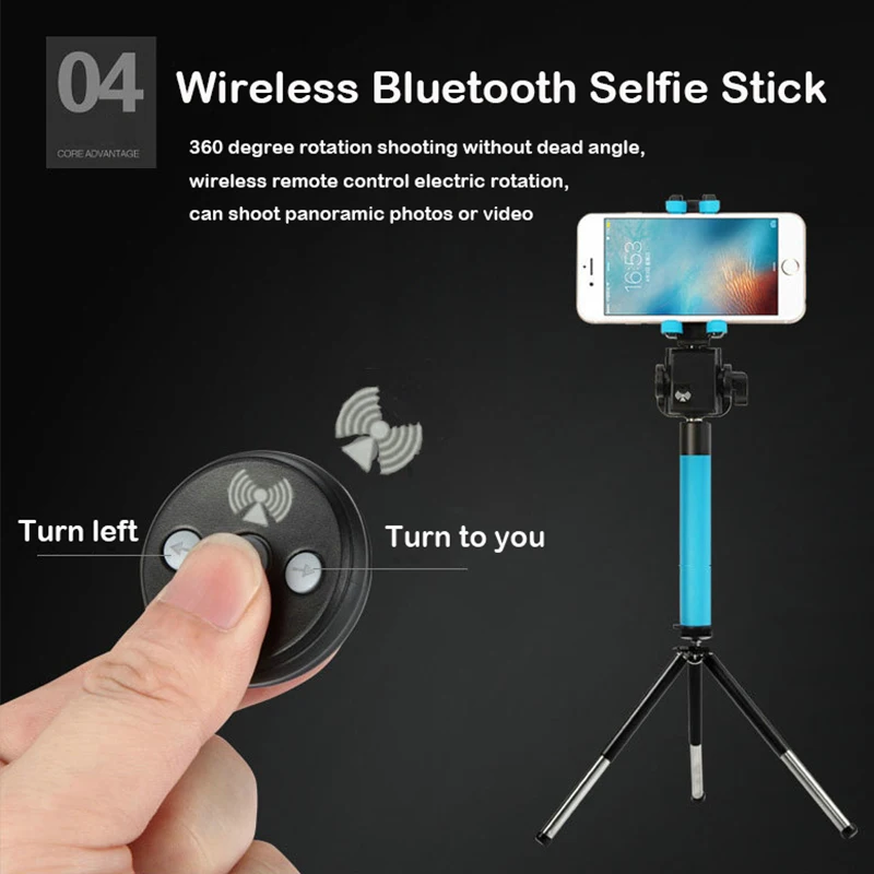Bluetooth селфи-палка, штатив, беспроводной селфи-палка, 360 градусов, Панорамное вращение, выдвижной монопод для iPhone 11, Xiaomi, huawei