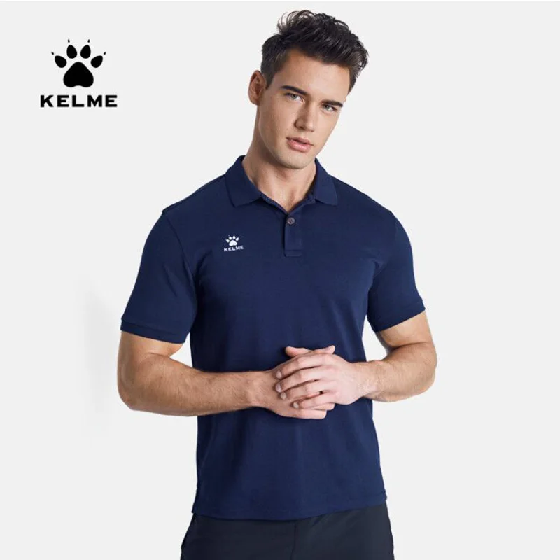Мужская Тренировочная футболка поло KELME летние хлопковые рубашки для бега
