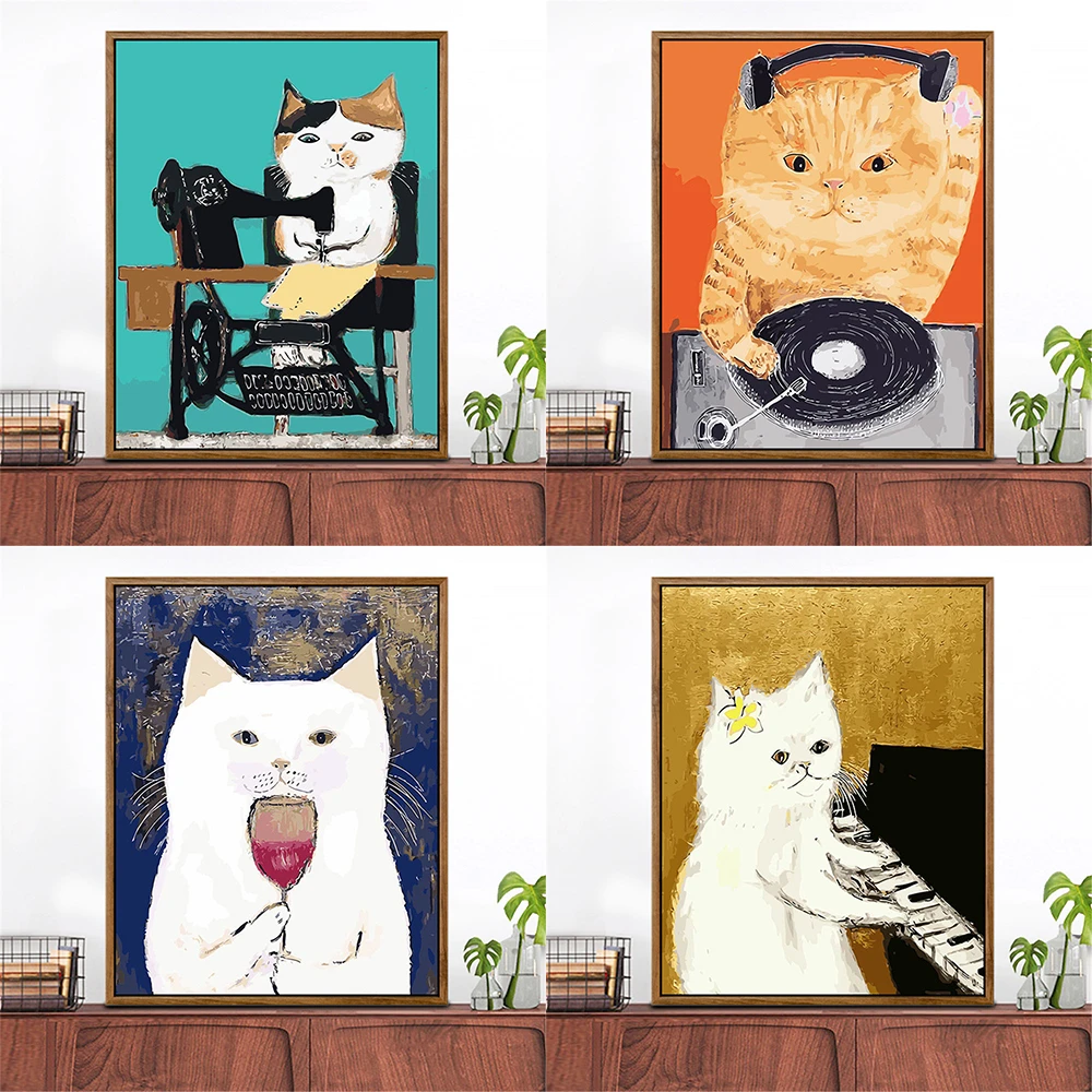 Pintura por números de gato musical para adultos, Kits de decoración  pintados a mano, lienzo de dibujo, pintura al óleo DIY, imagen por números|Pintura  por números| - AliExpress