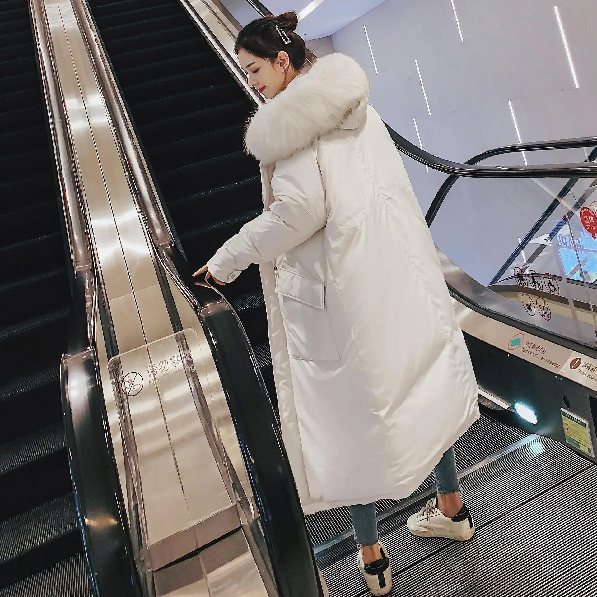 

Hipster Cotton Coat Women's Mid-length 2019 New Style Korean-style Dongdaemun over-the-Knee Thick Fashion Network hong yu rong C