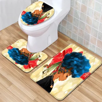 

African Women's Bathroom Mat Three-Piece Bathroom Carpet Toilet Mat Set Door Mat Bathroom Non-Slip Mat Spot