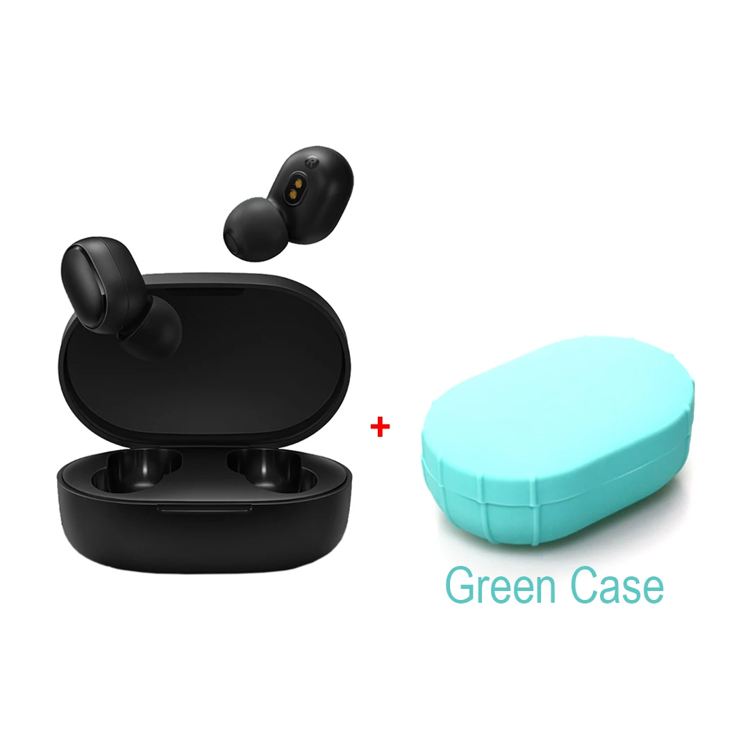 Add Green Case Xiaomi Redmi Airdots TWS, Bluetooth 5,0, беспроводные наушники, гарнитура, наушники, голосовое управление, шумоподавление, управление краном - Цвет: Add Green Case