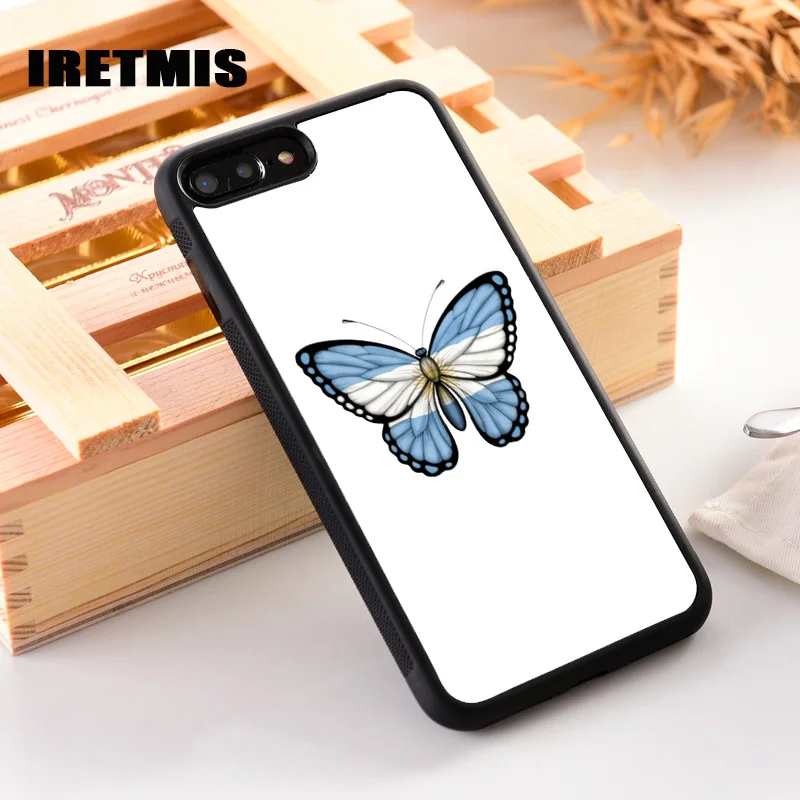 Iretmis Rubber Silicone Phone Cover Case For iPhone 6 6S 7 8 PLUS X XS XR 11 Pro Max Argentinian Flag Butterfly | Мобильные телефоны