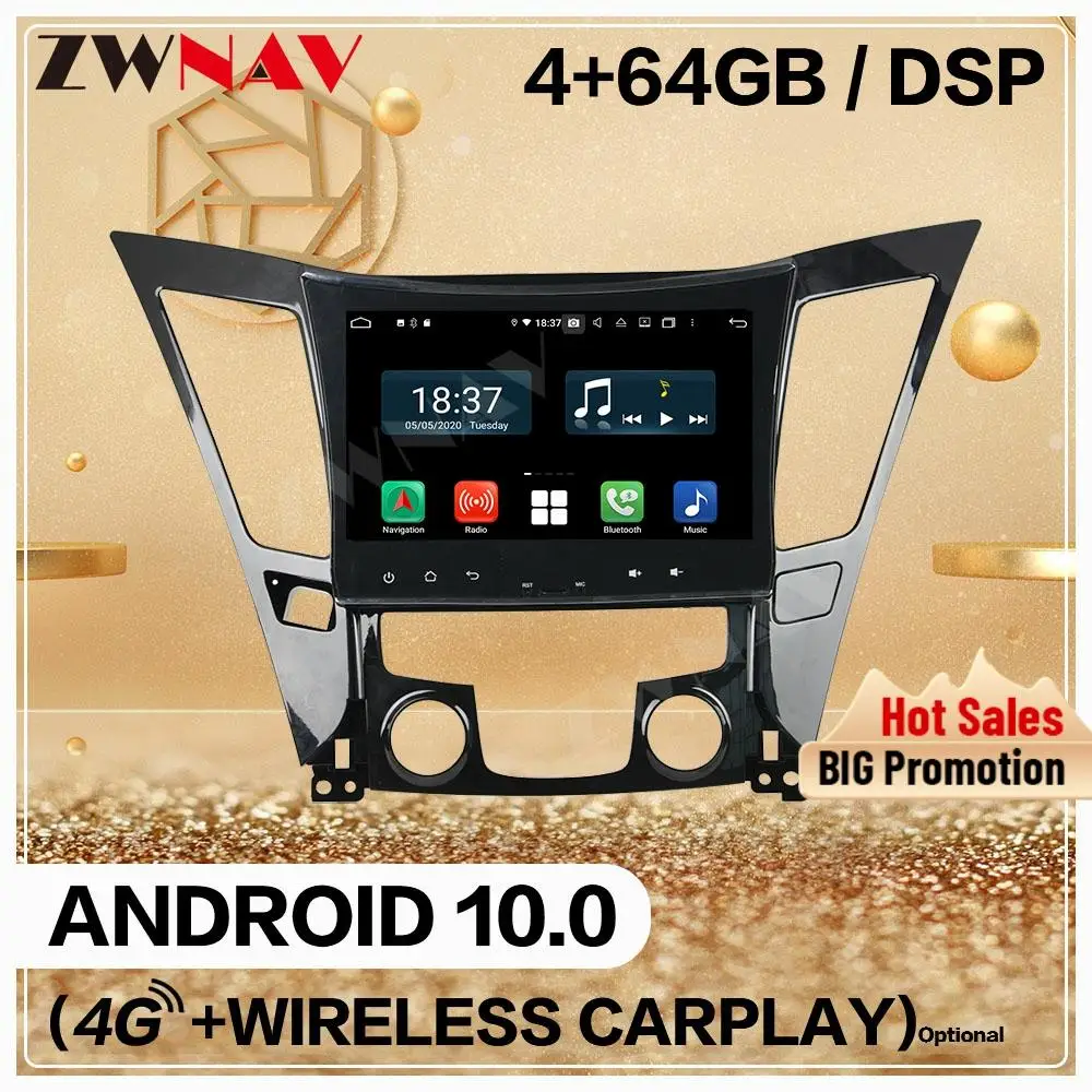 4 + 128 Carplay 2Din для Hyundai SONATA 8 I40 I45 I50 YF 2011 Android 10 экран плеер аудио радио GPS Navi головное