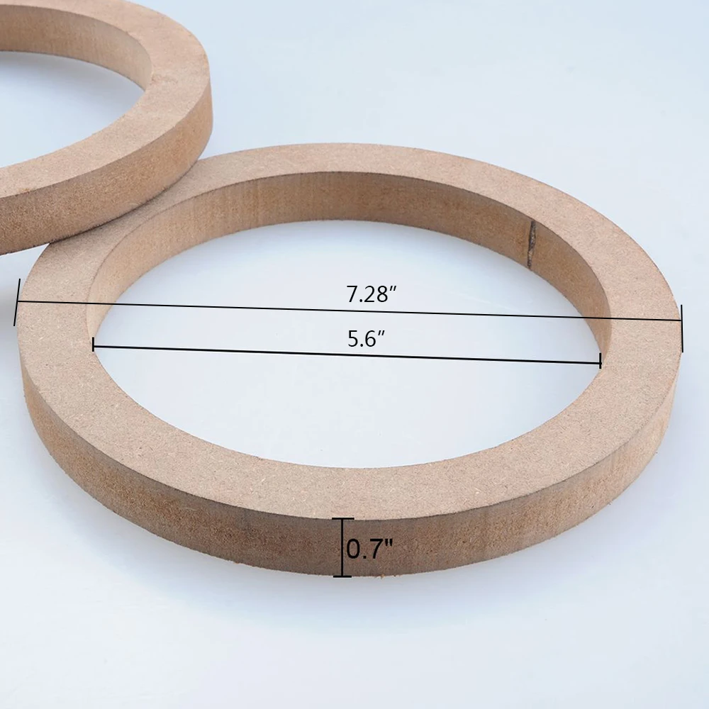 Wotefusi Car Stereo 2pcs Universal Car Stereo 7.28" Wooden MDF Speaker Mounting Spacer Rings [QPA433]
