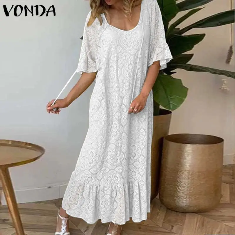 VONDA-богемное длинное платье с длинным рукавом и кисточкой для женщин Лето 2020 |