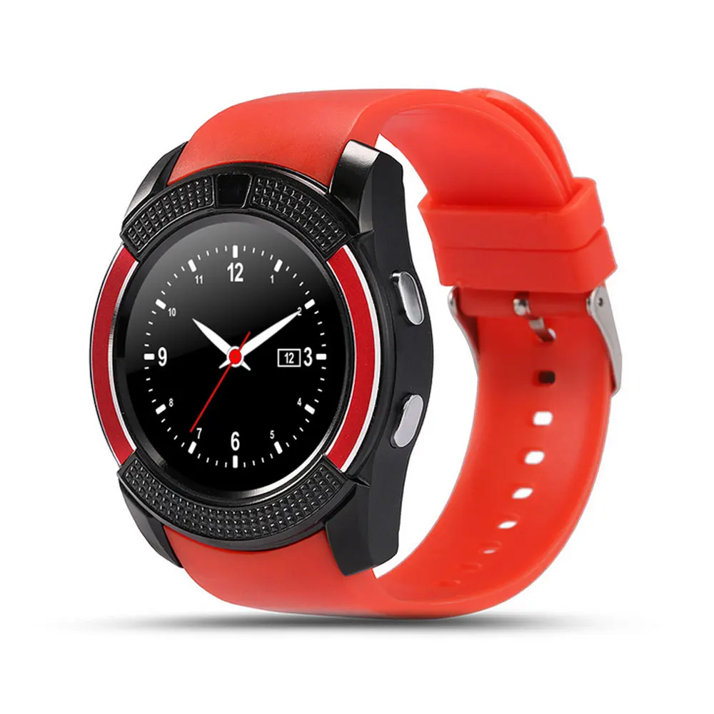 Новые смарт-часы Bluetooth спортивные фитнес-Поддержка средства для отслеживания sd-карты sim-карты музыкальная камера Smartwatch телефон часы для мужчин и женщин дети - Цвет: Красный