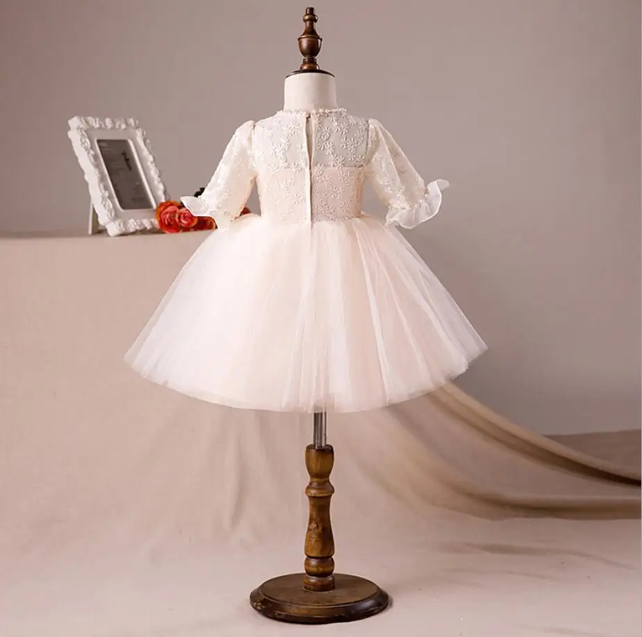 Бусины Платье для маленьких девочек одежда для маленьких девочек вечерние костюм для крещения кружевные 1 праздничная одежда для малышей; платья для крестин, юбка-пачка