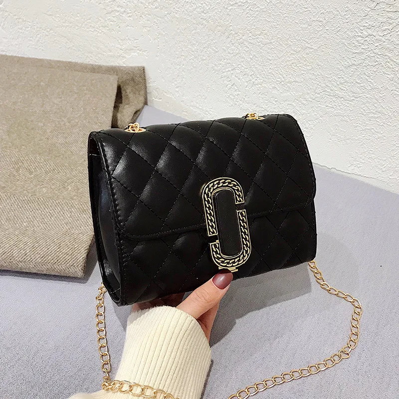 

INS Super Fire Chain Bag Women's 2018 New Style Fashion bai da xiao Square Bag Korean-style Spiraea Edge Lattice Crossbody Bag