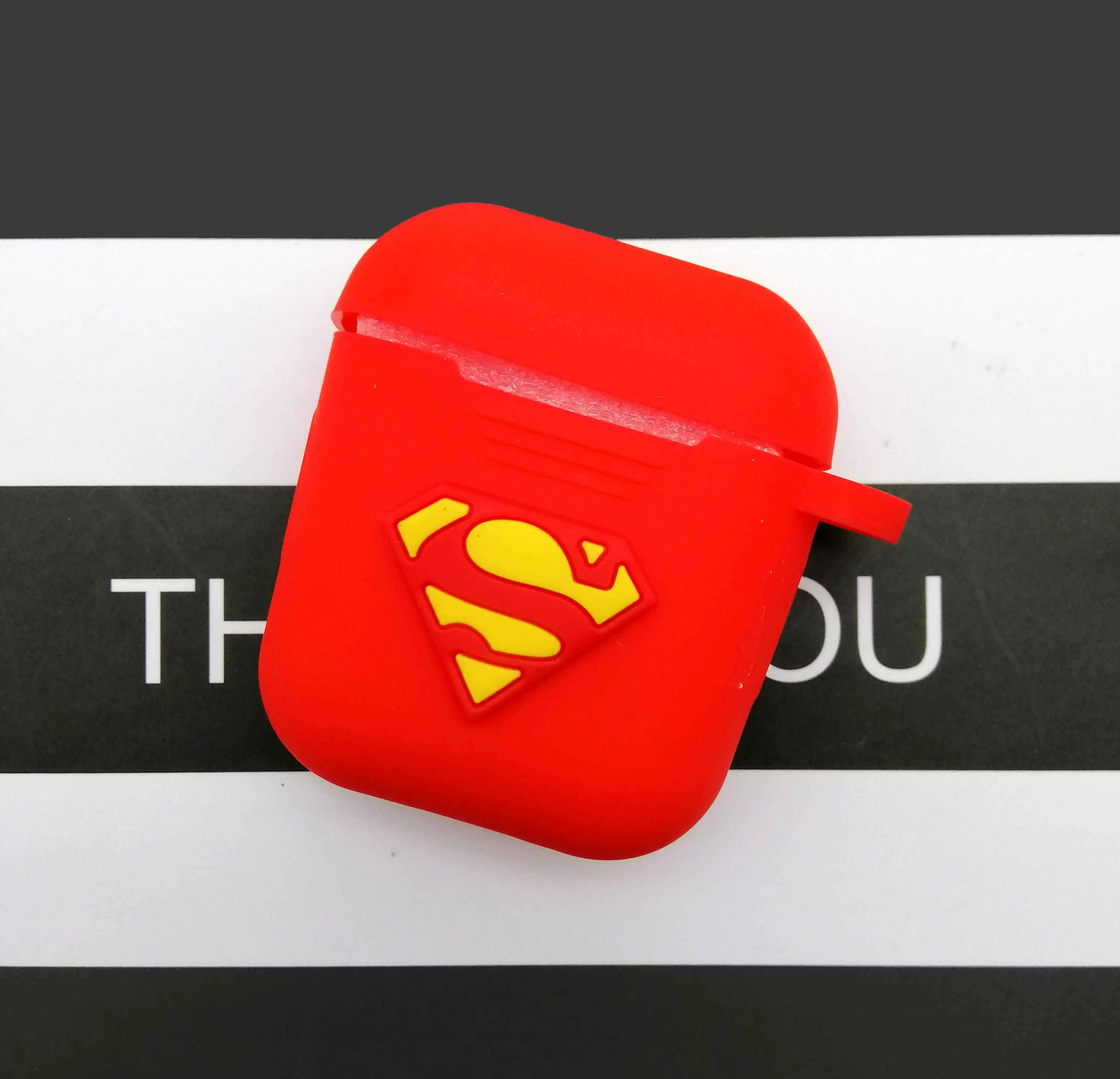 red superman Популярный мультяшный беспроводной Чехол для наушников для Apple AirPods, силиконовый чехол для зарядки наушников s для Airpods 2, защитный чехол - Цвет: red superman
