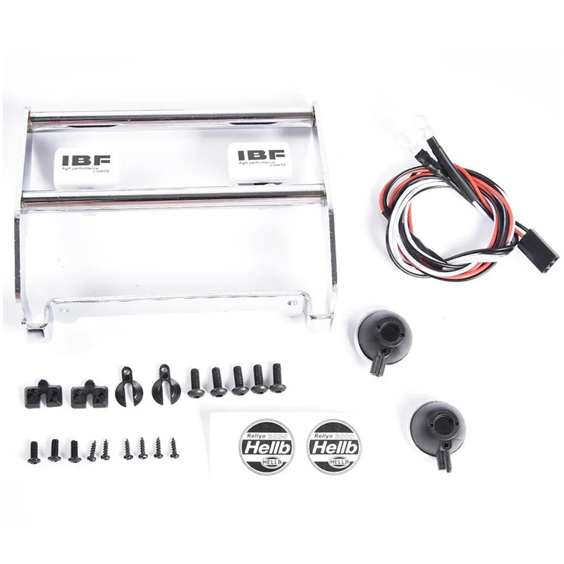

Front Metal Bumper with LED Light Anti Collision Bumper for Remote Control Crawler for Ford TRX4 Bronco,Silver